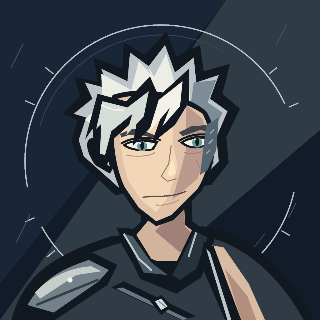 Steel Rogue, a silver-haired fighter in a dark coat
